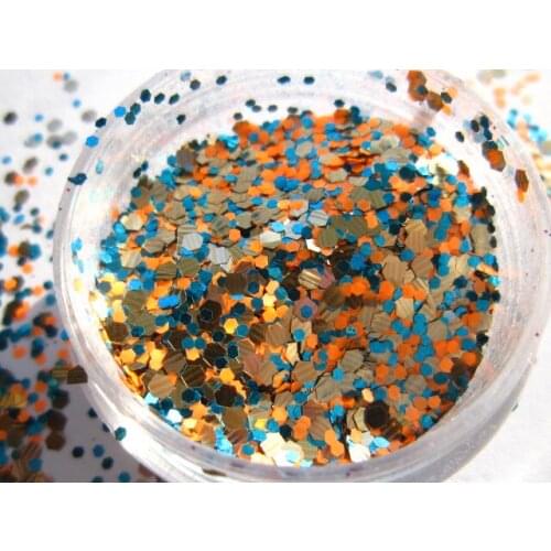 Mixed Champagne & Blue & Orange Solvent Resistant Glitter for Gel Nail Art Nail Polish Resin Craft ,Phone case Decorate G549