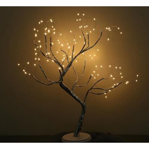 Copper Wire Tree Branch Led Night Lights, USB & Battery Powered Table Lamp