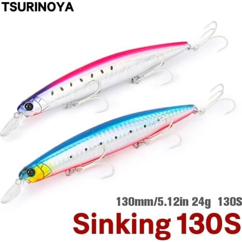TSURINOYA 130S Sinking Minnow Fishing Lure 2PCS 130mm 24g Long Casting Seabass Flounder Artificial Large Sea Fishing Hard Baits