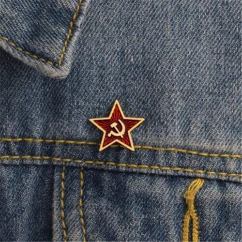 WKOUD Red Star Hammer Sickle Communism Emblem Soviet Union Symbol Ussr Pin Cold War Patriotism Lapel Pin Clothing Hat Accessorie