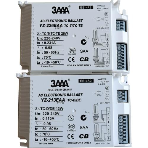 YZ-213EAA YZ-226EAA Instant Start Electronic Ballast Fluorescent Lamp Electronic Ballasts for TC-D/DE 13W TC-T/TC-TE 26W Lamps