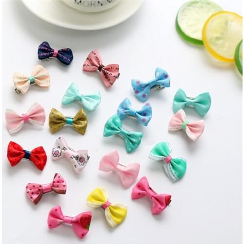 20pcs/lot Mini Small Bow Hair Clips Baby Solid Dot Bow Hairpin Children Boutique Barrettes For Girls Kids Hair Accessories
