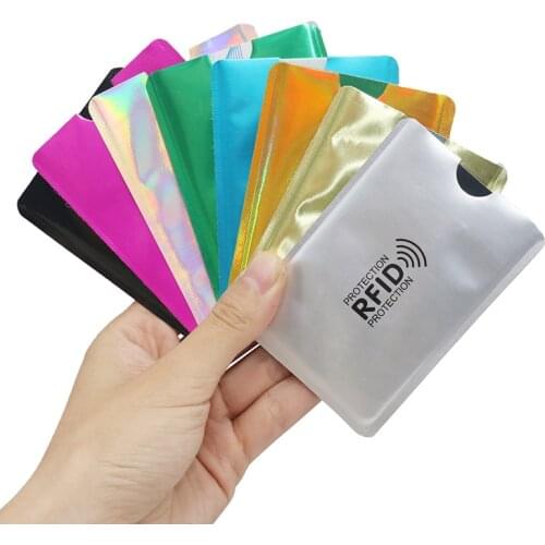 100pcs Mix Anti RFID Wallet Blocking Reader Lock Bank Card Holder Id Bank Card Case Protection Metal Credit NFC Holder Aluminium