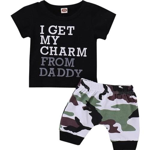 0-4Yrs Babies Boys Camouflage Clothes Set Kids T-Shirts Tops Shorts 2Pcs Summer Clothing Outfits