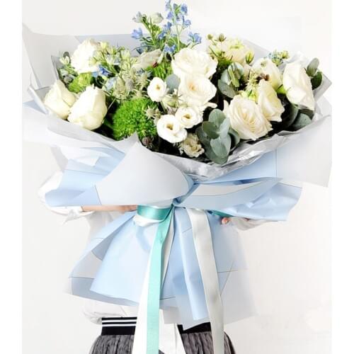 20pcs Geometric lines Print Flower Wrapping Papers Waterproof Flower Bouquet Packing Papers Gift Wrapping Opp Papers Ribbon