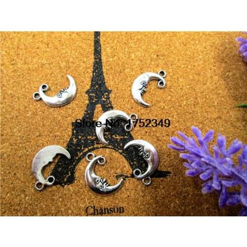 35pcs- Man in the Moon Charm Antique Silver tone Crescent Moons Night Sky 19mmx12mm