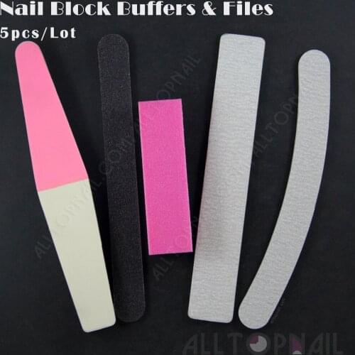 5pcs Sanding Block Sponge Buffer Files Block Buffing Polish Nails Grey Sandpaper Nail File Buffer Block