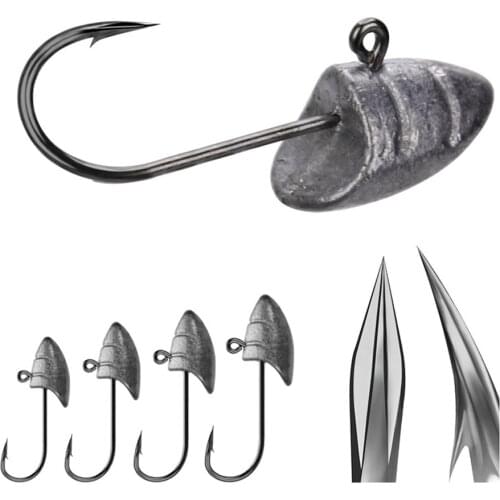 5pcs/lot Fishing Soft Worm Hooks High Carbon Steel Winter Ice Fishhooks Lure Softjerk Hooks 1#-5/0 Fishing Tackle