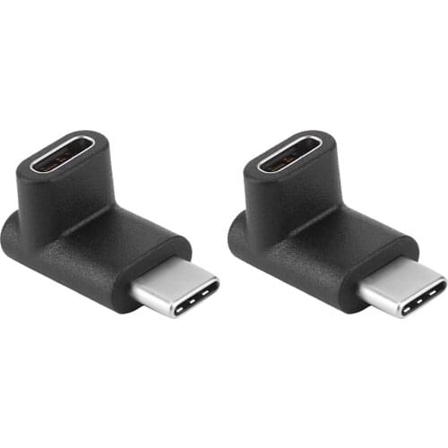 2pcs 90 Degree Right Angle USB 3.1 Type C Male to Female Type-C Converter Adapter for Smart Phone