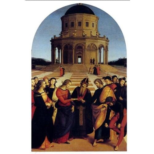5D DIY Full Round Diamond Painting Raphael "The Wedding Of The Virgin Mary" Cross Stitch 3D Embroidery Mosaic Home Decor Y1633