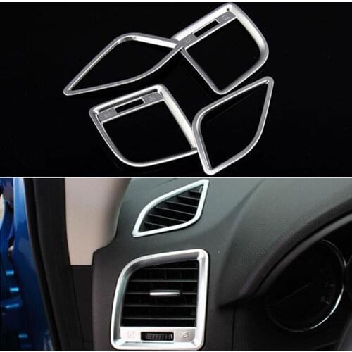 Car Styling 4x ABS Interior AC Air Conditioning Dashboard Vent Frame Trim Cover Outlet Decoration Strip Sticker For CX-5 2013-16