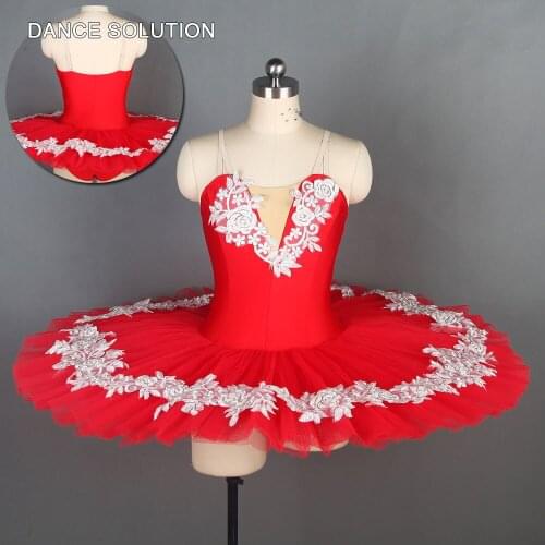 Woman & Children Dance Ballet Tutu with Red Spandex Camisole Dancer Stage Performance Ballet Costumes Solo Pancake Tutu BLL109