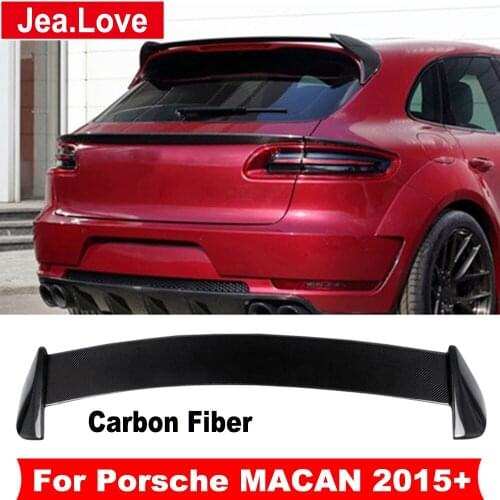 Real Carbon Fiber Car Top Wing Bumper Lip Rear Trunk Spoiler Body Modification Kit Part For Porsche MACAN 2015