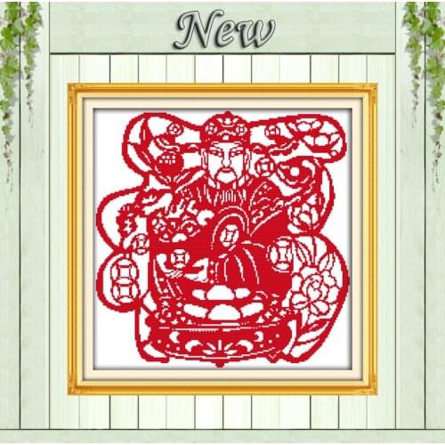 God of wealth blessing paper-cut diy painting counted print on canvas DMC 11CT 14CT Cross Stitch kits needlework embroidery Sets