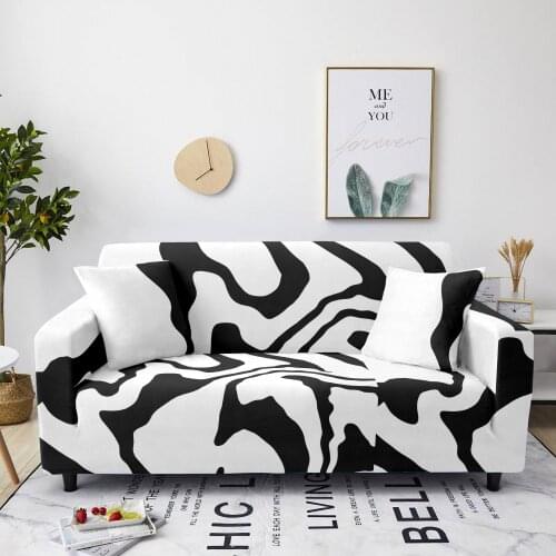 Zebra Stripe Pattern Sofa Cover Elastic Geometric Slipcovers for Living Room Corner Couch Cover Furniture Protector Loveseat