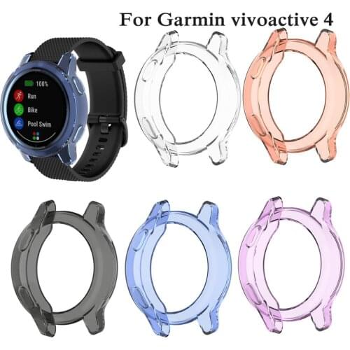 For Garmin vivoactive 4 TPU Silicone Watch Case Cover smart Bracelet Protectives Frames Shell Replacement Shockproof Clear Cases