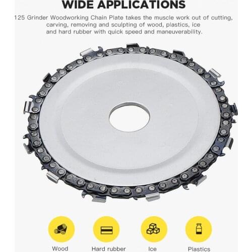Woodworking Grinder Chain Wood Carving Disc for 125mm Angle Grinder Teeth Sharpener Chainsaw for Carving/ Shaping/Cutting