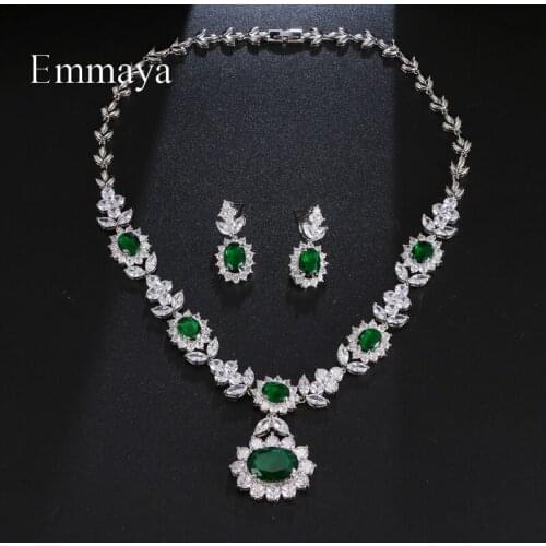 Emmaya Ingenious Design Noble Earring And Necklace Shiny Cubic Zircon Jewelry Set For Female Banquet Fancy Ornament