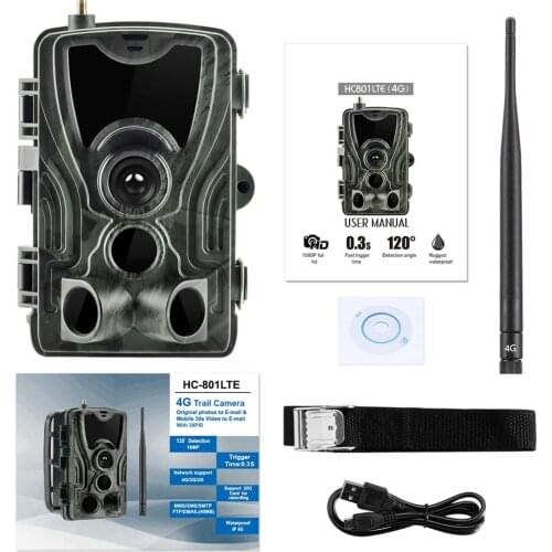 Hot Sale HC-801LTE 4G Hunting Camera 16MP 32GB Trail Camera IP66 Photo Traps 0.3s Wild Camera With 5000Mah Lithium Battery