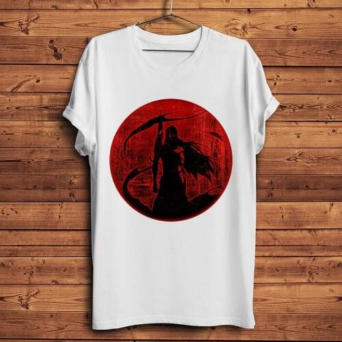 Shinigami red moon cool anime tshirt Men summer new White Casual short sleeve T Shirt Unisex manga streetwear tee