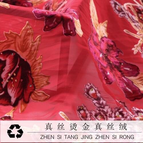 1 metre hot Diamond Silk burnt-out autumn soft hollow real velvet clothing dress fabric