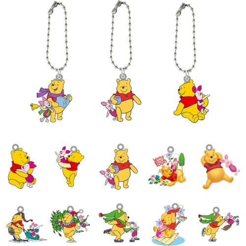 Disney Classic Piglet Winnie the Pooh Pattern Design Cartoon Backpack School Bag Resin Keychain Epoxy Jewelry Keychain