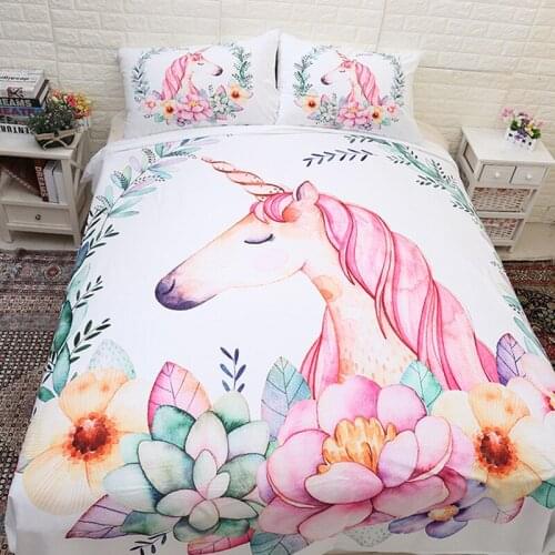 Unicorn Bedding Set 3D print Cartoon Duvet Cover Pillowcase Twin Queen King Size dropshipping