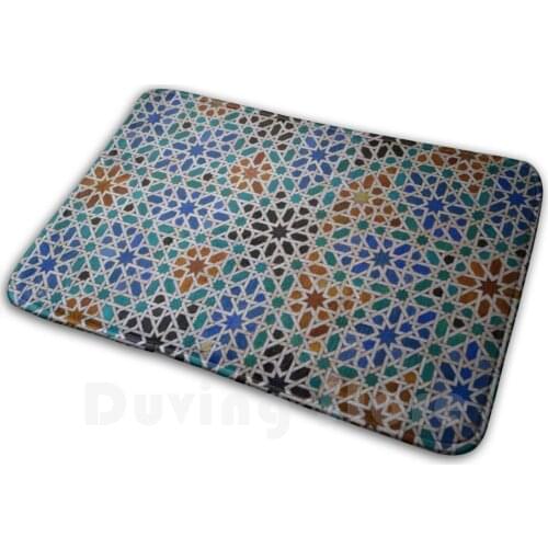 Seville Islamic Tile Pattern 4 Mat Rug Carpet Anti-Slip Floor Mats Bedroom Seville Sevilla Spain Tile Tiles Islamic Pattern