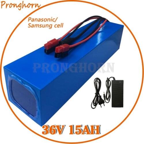 EU US No Tax 36V 15Ah Lithium Battery 500W 36 V 15Ah Electric Bike Battery use Panasonic /Samsung cell with 20A BMS + 2A Charger