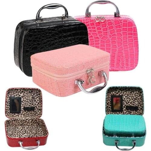 Small Square Solid Color Handbag Mirror Multifunction Women Zipper Make Up Bath Organizer Storage Pouch Toiletry Wash Beaut Kit