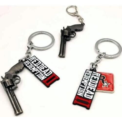 Game Red Dead Redemption 2 Keychain Metal Allou Key Ring Key Holoder 3D Gun Model mFor Men Car Women Bag Jewelry