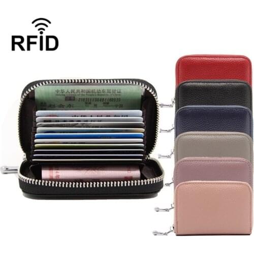 Fashion Cow Women Leather Function Prevent RFID Card Case Business Card Holder Men Women Credit Passport Card Bag Card Wallet