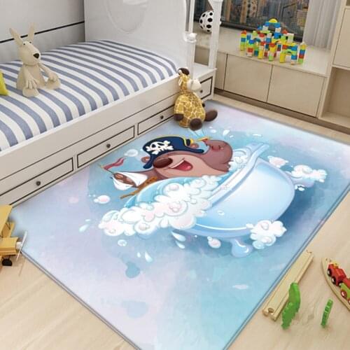 Cartoon Pirate Pattern Rug Children Carpet Comfortable Decoration Carpet Non-Slip Children Flannel Carpet Baby Play Mat Tapis