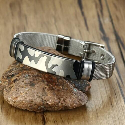 Men Bracelet Stainless Steel Mesh Chain Bestfriend Souvenir Military Dragon Bible