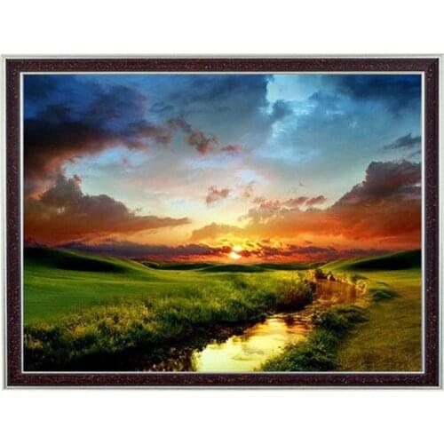 Grace Scenic grassland scenery sunset Needlework Cross stitch kits Stylish Embroidery,Patterns Cross-Stitching DIY Handmade