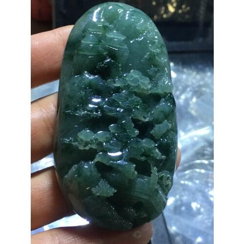 Natural Myanmar jade A HandCarved landscape green jade pendant jade necklace pendants jewelry jade necklaces woman