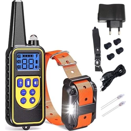 Pet Dog Training Collar Remote Electric Sound Shock Vibration Rechargeable Rainproof Blue LCD