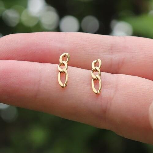Punk Figaro Chain Stud Earrings Korean Fashion Jewelry Aretes De Mujer Stainless Steel Ear Studs Gold Earrings For Women Gift