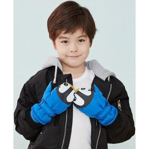 Gloves Boy Girl Winter Mittens Fingerless Warm Kid Skiing Accessory Cartoon Waterproof Outdoor Fleece Lining