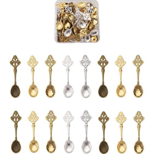 50pcs/box Tibetan Style Alloy Big Pendants Kitchen Utensil Foot Print Heart Pendant DIY Bracelet Necklace Making Accessories