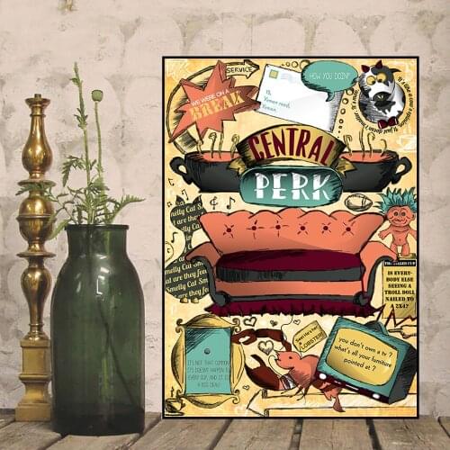 Central Perk Coffee Friends TV Show Window ‘How You Doin’ Posters and Prints Canvas Painting Wall Art Picture Living Room Decor