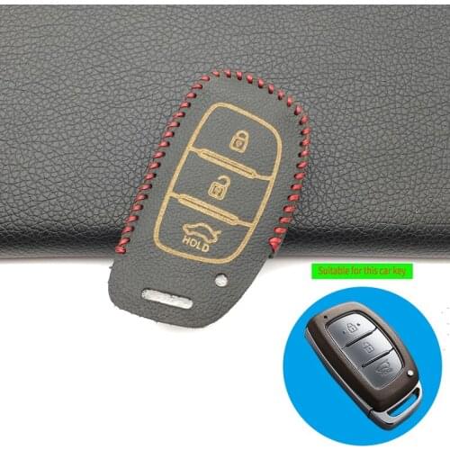 Hot Sale 100% Leather Key Case Key Fob Cover Keychain for Hyundai i10 i20 i30 HB20 IX25 IX35 IX45 Smart 3 Buttons Key Shell
