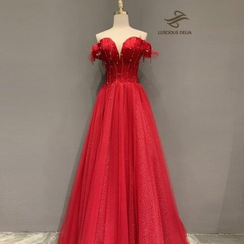Luxury sexy v-neck Evening Dresses 2021 Beading Gown A-Line Formal Party Dress Luscious Delia