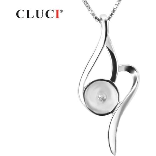 CLUCI Silver 925 Leaf Pendant Necklace Jewelry Women 925 Sterling Silver Pearl Pendant Mounting Fine Jewelry Pendant SP007SB