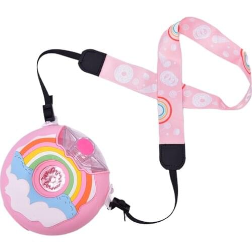 Chic Cartoon Water Bottle For Kid Donut Silicone Kettle With Straw Water Bottle Portable Kettle with Straw Water Bottles