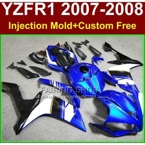 Dark blue motorcycle bodywork for YAMAHA YZFR1 2007 2008 Injection mold fairings YZF R1 YZF1000 body parts YZF 1000 07 08+7gifts