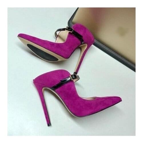Elgant Purple Pink High Heel Pumps Slip-On Shallow Cut Straps High Heel Mules Pointed Toe Stiletto Heels Dress Women Customized
