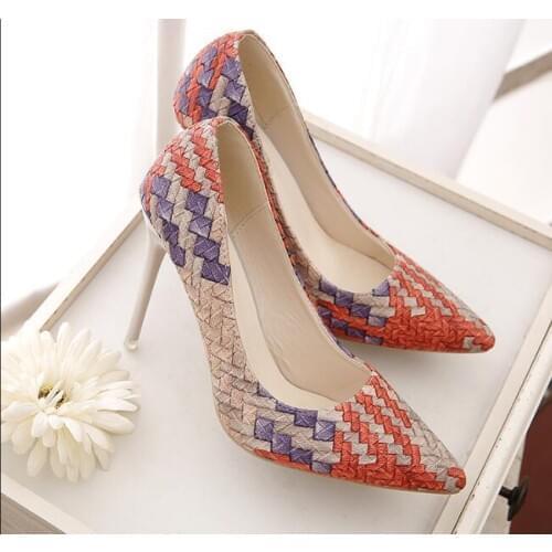 Autumn Heels Shoes Pointed Women High heel Pink Pumps Point Office Heeled Matt Point Elegant Sweet Blue Size Female Shoes