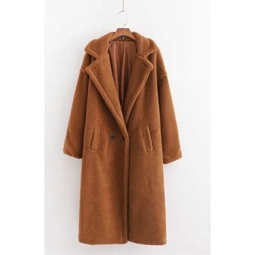 2020 Women Winter Long Jacket Coat Big Warm Faux Lambswool Sheepskin Parka Coats Girl Street Lose Fashion Outwear New Clothing