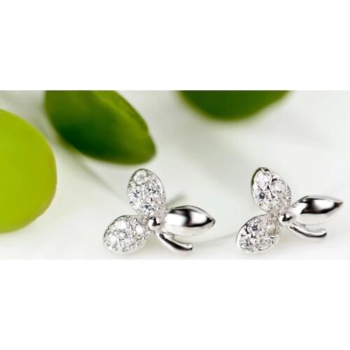 GNE0423 Genuine 925 Sterling Silver Stud Earrings Bowknot Charming Earrings For Women Fashion Oorbellen Jewelry Wholesales